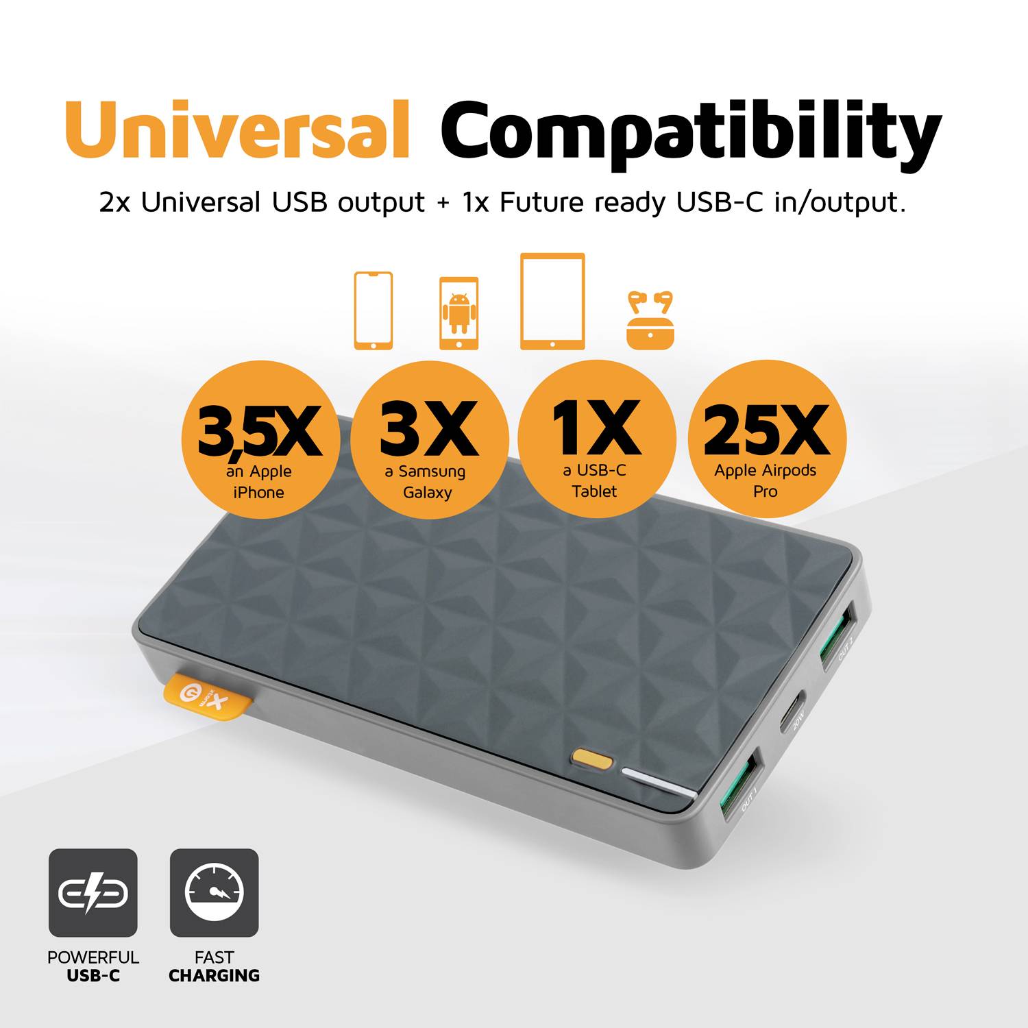 Batterie de Secours 10000mAh USB-C 20W 2x USB 3.0 Xtorm Fuel Series Gris-11