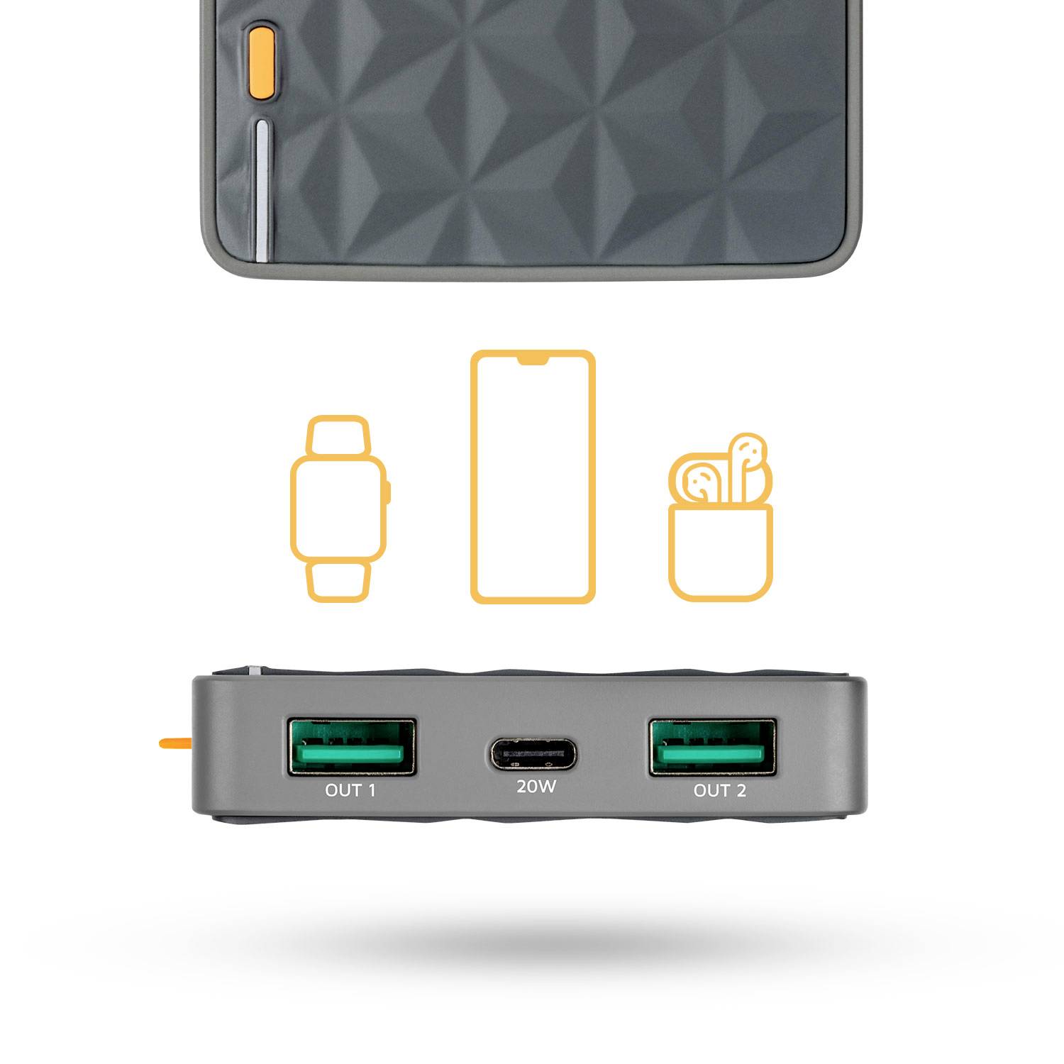 Batterie de Secours 10000mAh USB-C 20W 2x USB 3.0 Xtorm Fuel Series Gris-1