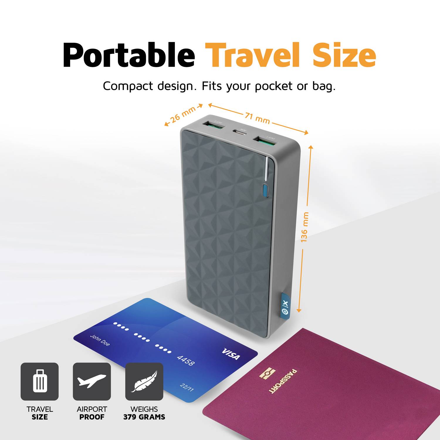 Xtorm by A-Solar FS402 Powerbank (batterie supplémentaire) 20000 mAh Quick Charge 3.0 LiPo USB-A, USB-C® gris affichage -9