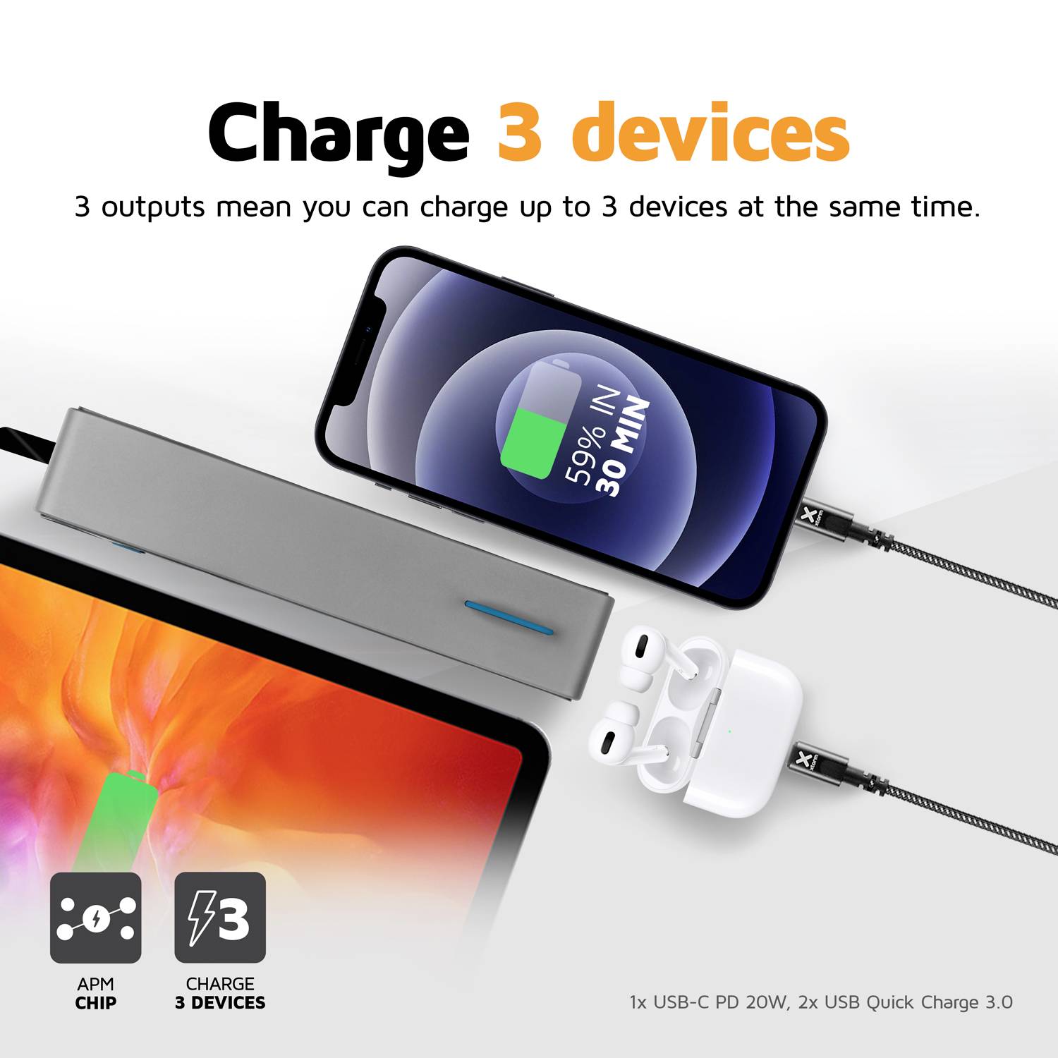 Xtorm by A-Solar FS402 Powerbank (batterie supplémentaire) 20000 mAh Quick Charge 3.0 LiPo USB-A, USB-C® gris affichage -12