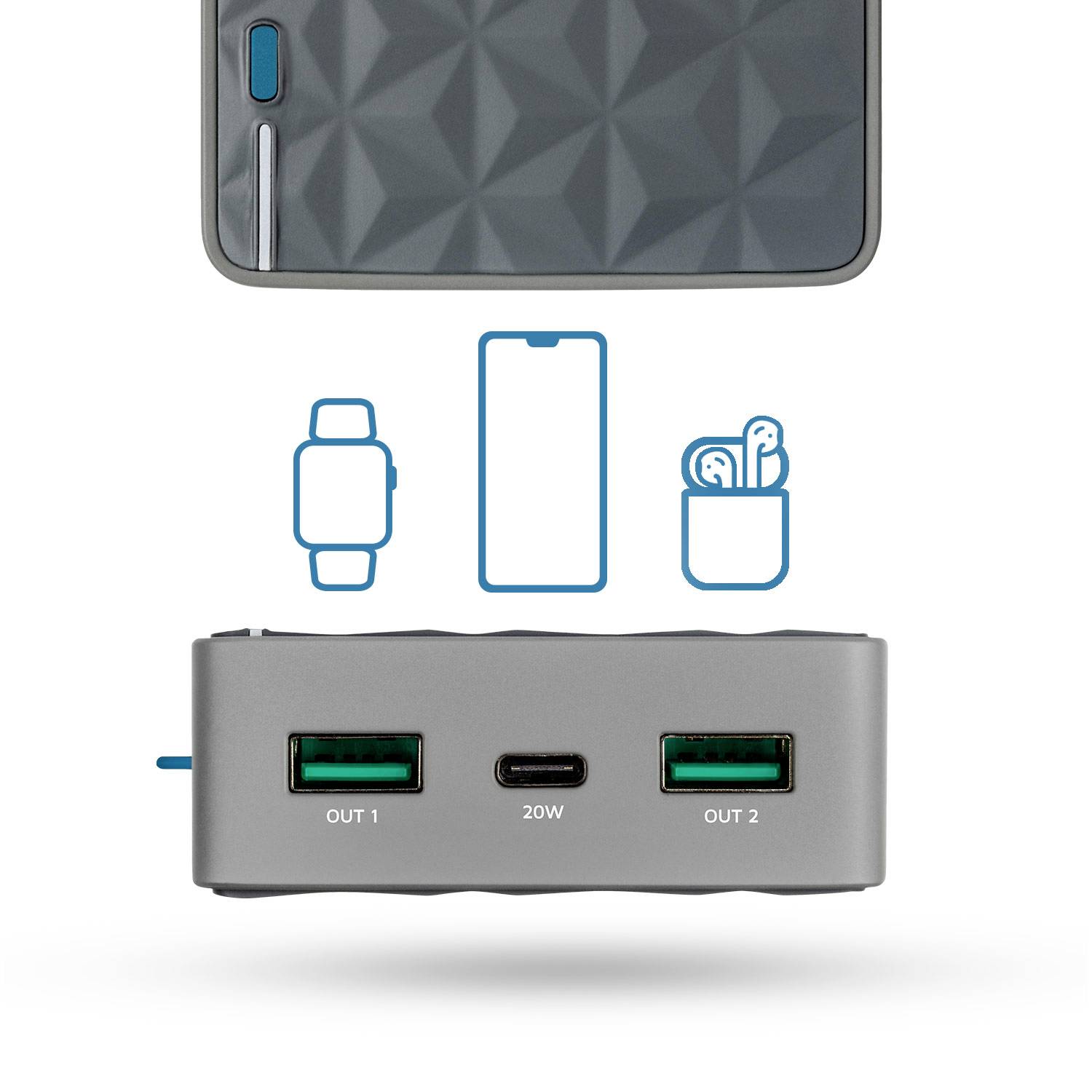 Xtorm by A-Solar FS402 Powerbank (batterie supplémentaire) 20000 mAh Quick Charge 3.0 LiPo USB-A, USB-C® gris affichage -1