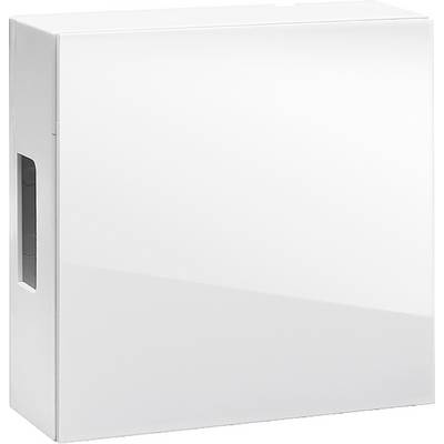 Un récipient rectangulaire blanc avec une poignée sur le côté.