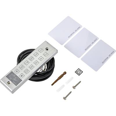 Ensemble de serrure électronique avec clavier, câble, lecteur de carte et trois cartes RFID, vis de montage et outils.