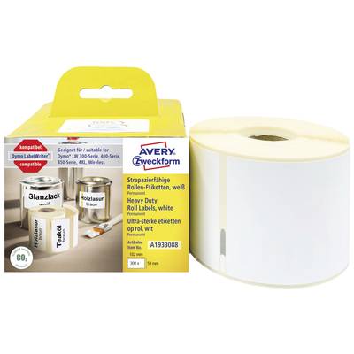Étiquettes blanches robustes en rouleau pour Dymo LabelWriter. Compatibles avec Dymo 300-450, 4XL. 102 mm x 59 mm, 300 pièces.