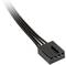 Connecteur de câble avec quatre fils noirs, adapté pour la connexion à des appareils électroniques, montrant une vue finale pour le branchement.