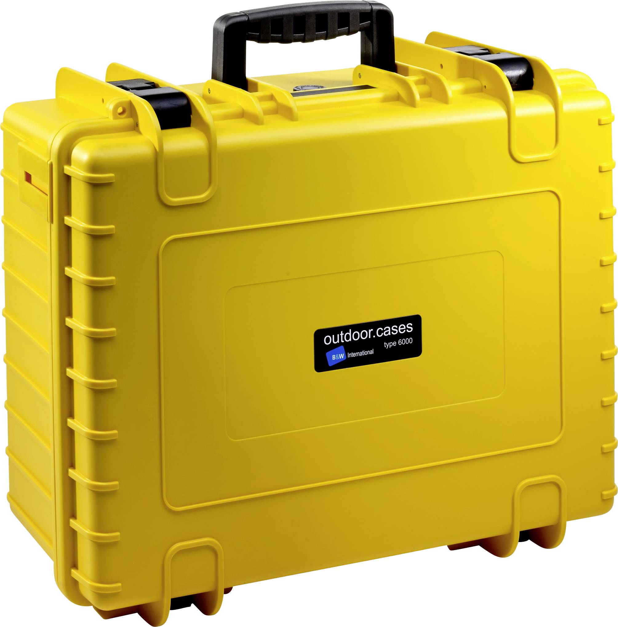 Valise rigide jaune robuste avec poignée noire, conçue pour des usages extérieurs, marquée 'outdoor.cases Type 9200'.