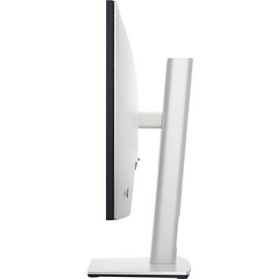Vue latérale d'un moniteur d'ordinateur moderne blanc au design fin avec un socle rectangulaire.