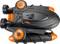Un véhicule télécommandé noir et orange imperméable avec de grandes roues et un design aérodynamique, idéal pour les aventures tout-terrain.
