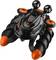 Véhicule nautique futuriste noir et orange avec des hélices, ressemblant à un jouet, conçu pour les enfants.