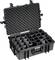 Valise rigide noire avec ouverture complète, garnie d'une mousse de protection à l'intérieur du couvercle et équipée de 24 compartiments individuellement séparés pour un transport en toute sécurité.