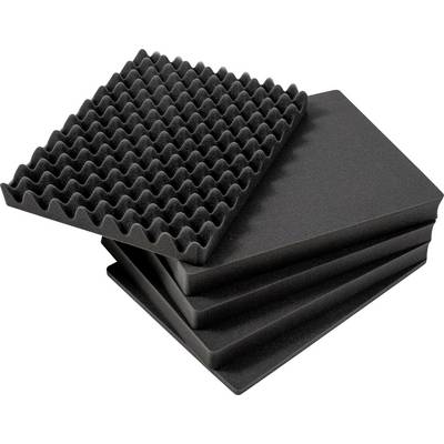 Plusieurs couches de mousse acoustique noire à surface ondulée empilées.