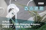 Adaptateur de charge USB-C - 100W - 2x USB-C - 2x USB-A - PD 3.0 - blanc