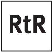 'RtR' en lettres blanches sur fond noir.