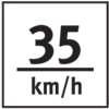 Panneau de signalisation routière indiquant une limitation de vitesse à 35 km/h.