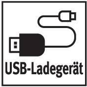 Pictogramme d'un câble USB avec l'inscription 'Chargeur USB'.