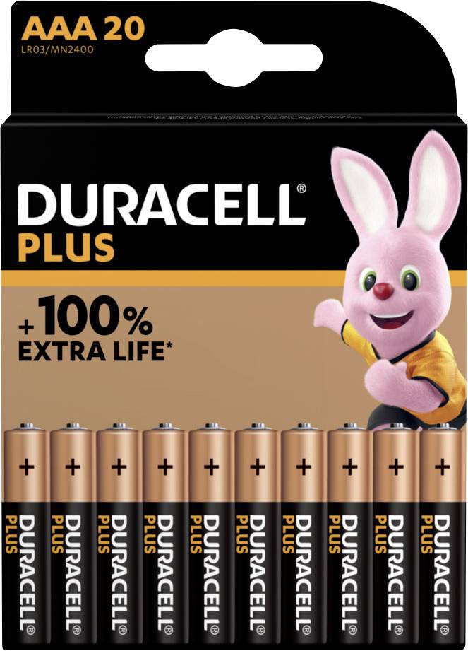 Pile LR3 (AAA) Duracell Plus-AAA CP20 alcaline(s) 1.5 V 20 pc(s)-0
