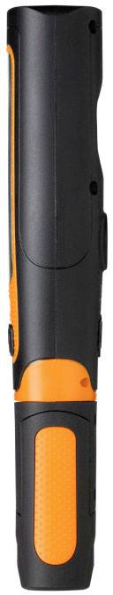 Stylo-scanner noir et orange pratique, avec des touches sur les côtés, permettant de numériser des textes et de les transférer sur ordinateur.