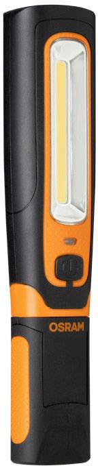 Une lampe de poche OSRAM noir et orange avec un faisceau lumineux rectangulaire et une poignée ergonomique.