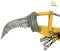 'Pince avec lame dentelée et raccords hydrauliques, montée sur support jaune. Logo Thicon models en haut à droite.'