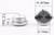 Deux boutons-poussoirs métalliques, l'un représenté de côté et l'autre de dessus. Dimensions : hauteur 17,9 mm, diamètre 24,7 mm.