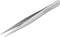 Une pince brucelles en acier inoxydable argentée, à pointes fines, portant l'inscription imprimée « Knipex Stainless Steel 92 21 07 ».