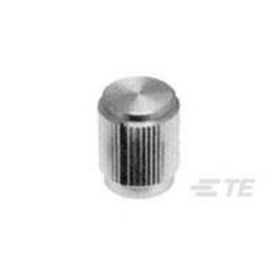 Bouton rotatif métallique, cylindrique avec des côtés cannelés, typiquement utilisé pour les appareils électroniques ou les tableaux de bord.