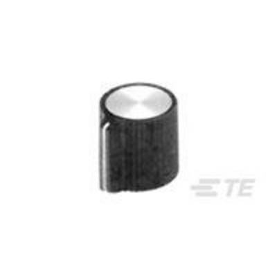 Un bouton rotatif noir avec un dessus argenté, souvent utilisé pour contrôler des appareils audio ou électroniques.