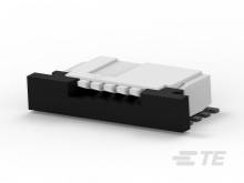 Fiche électronique avec boîtier noir et blanc, broches de contact latérales.