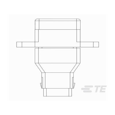 Dessin technique d'un composant mécanique présentant des éléments rectangulaires et cylindriques, avec une bride latérale.