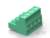 Connecteur électrique vert avec quatre bornes de raccordement, représenté en vue latérale.