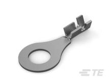 Une cosse plate métallique avec un trou pour la fixation du câble. Elle sert de connexion électrique et de support de fixation.