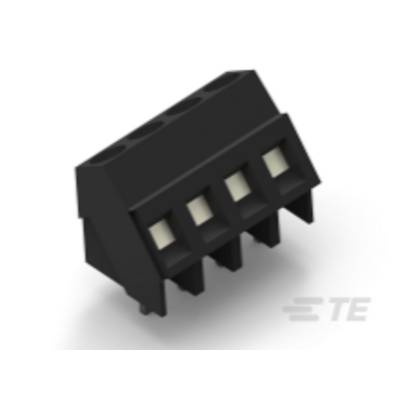 Connecteur noir à 4 pôles, vue de côté. Adapté pour les circuits électriques, bornes de connexion visibles.