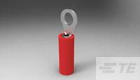 Objet cylindrique rouge avec une boucle métallique sur le dessus ; ressemble à une borne de batterie électrique ou à un connecteur de câble.