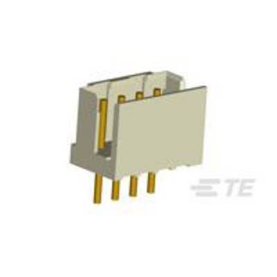 Un connecteur rectangulaire blanc avec quatre broches de connexion dorées.