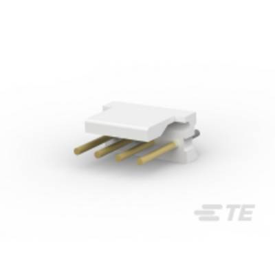 Un connecteur rectangulaire blanc avec trois broches dorées dépassant sur le côté droit.