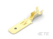 Un clip en plastique jaune avec un trou à l'extrémité plate et des dents surélevées sur le côté opposé, sur un fond blanc.