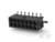 Connecteur noir à deux rangées, chacune composée de six broches femelles et de six broches métalliques coudées.