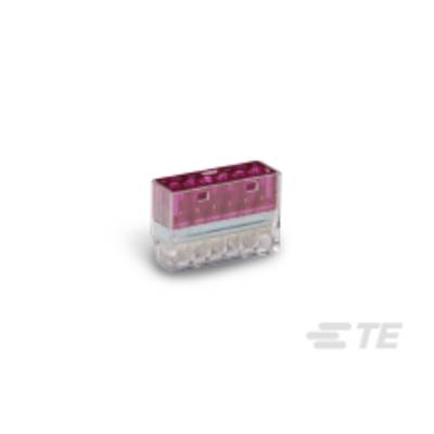 Une prise électronique transparente violette avec plusieurs possibilités de connexion.