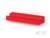 Un bloc de plastique rouge rectangulaire avec un bord étagé.