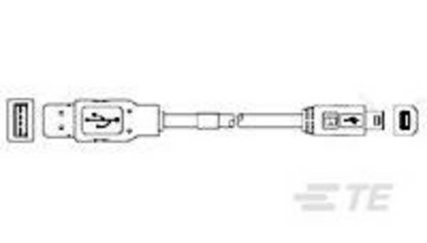 TE Connectivity Câble USB   USB-A mâle, USB-B femelle 1.80 m   1487596-3