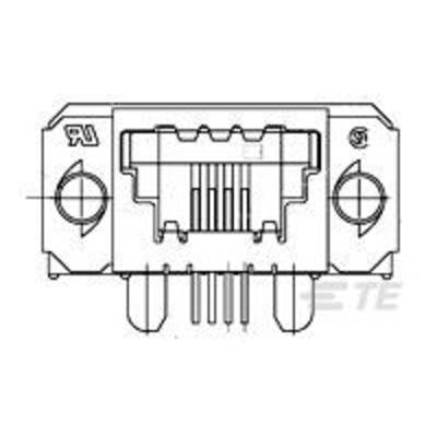 Diagramme d'un connecteur électrique avec différentes broches et connexions, illustrant les détails techniques de sa conception.