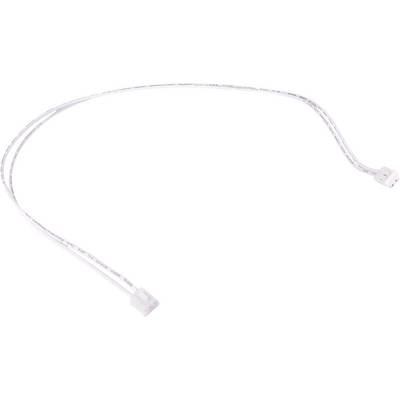 « Un câble de connexion blanc avec des connecteurs à deux broches à chaque extrémité, utilisé pour des appareils électroniques, présenté sur un fond uni. »