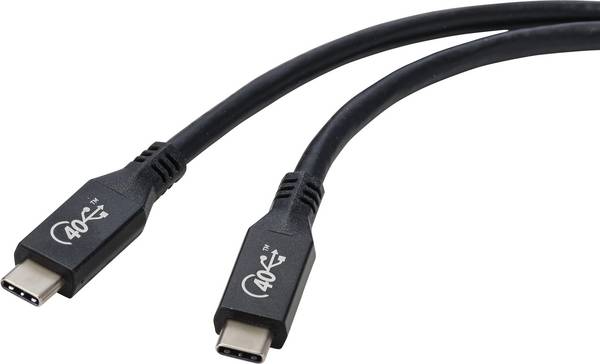 Renkforce Câble USB  USB4™ USB-C® 0.80 m noir connecteur aluminium RF-4870098