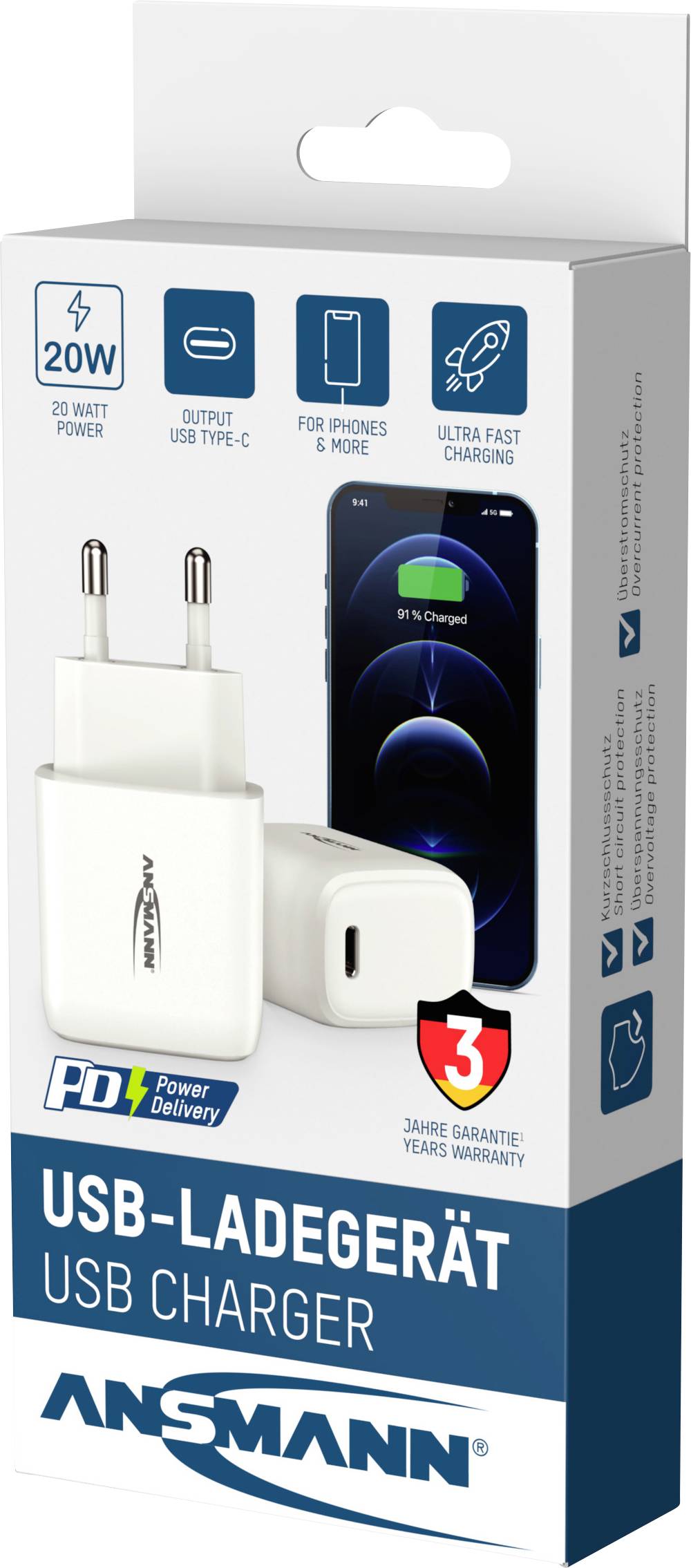 Ansmann Home Charger HC120PD Chargeur USB 20 W USB-C® femelle blanc-5