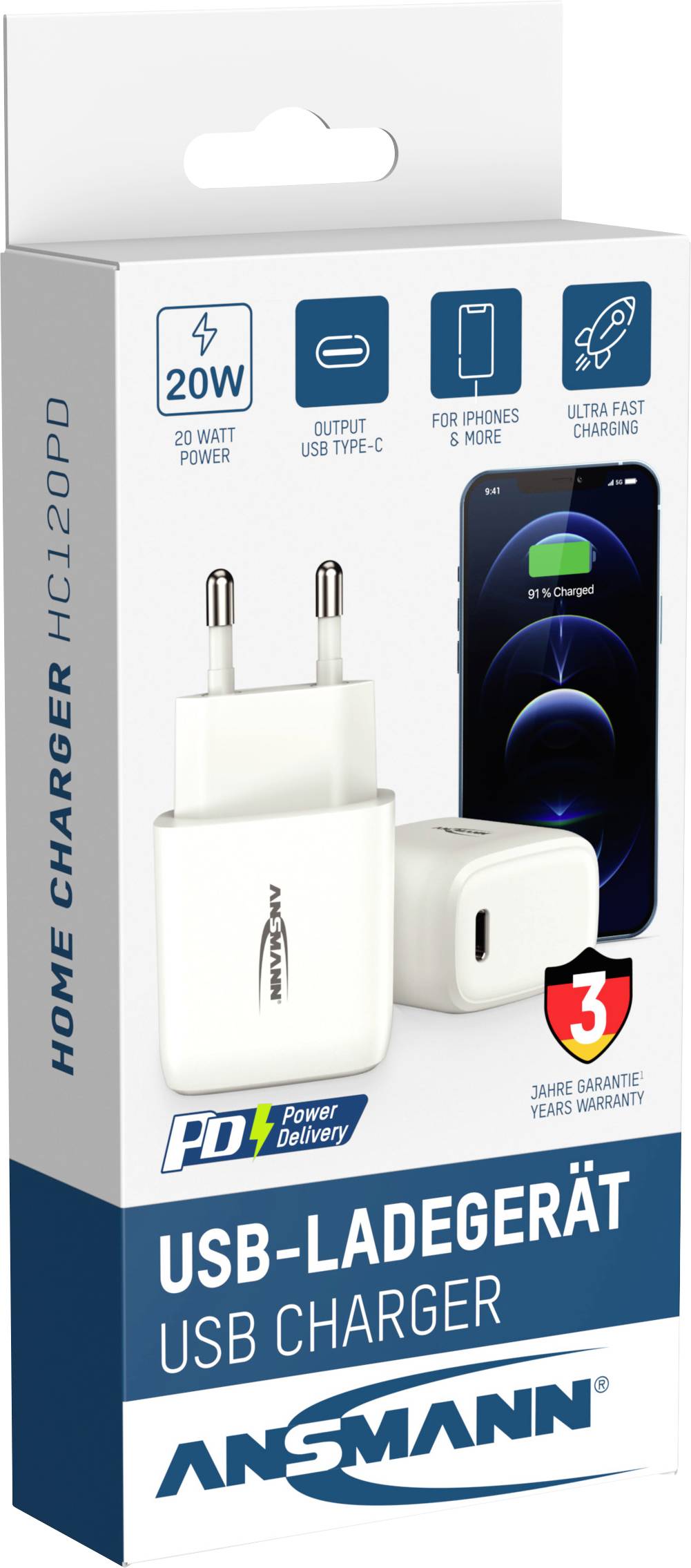 Ansmann Home Charger HC120PD Chargeur USB 20 W USB-C® femelle blanc-6