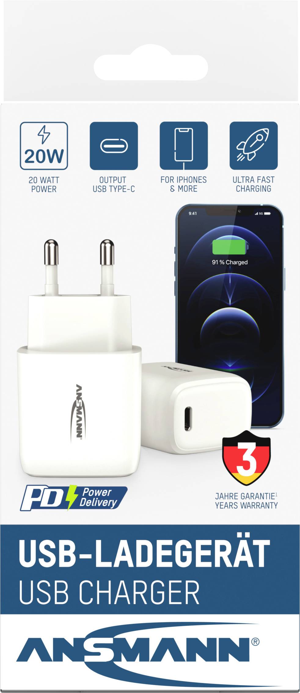 Ansmann Home Charger HC120PD Chargeur USB 20 W USB-C® femelle blanc-7