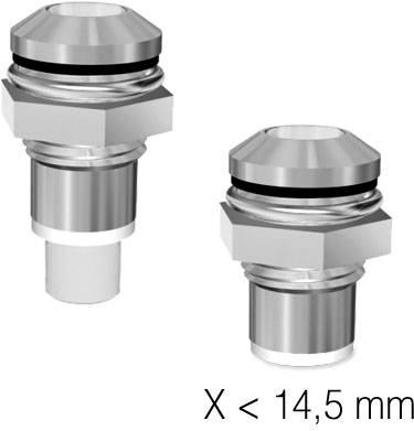 Deux combinaisons métalliques argentées, l'une légèrement plus longue que l'autre, avec un diamètre inférieur à 14,5 mm chacune.