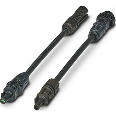 Deux câbles de connexion noirs avec des extrémités différentes sont posés côte à côte sur un fond blanc.