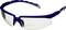 Lunettes de protection avec monture bleue et verres transparents. Adaptées aux besoins de sécurité dans les environnements de travail.