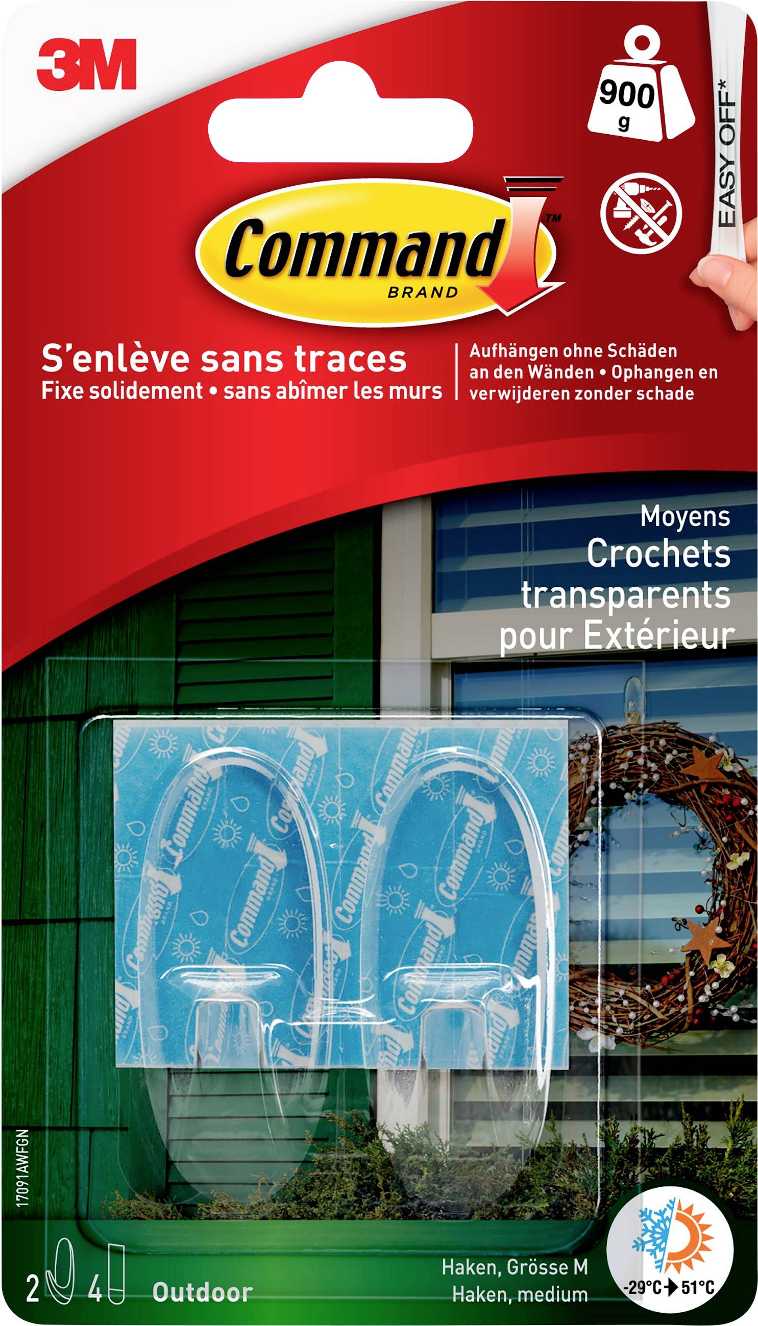 3M Crochet Command TM M pour l'extérieur, forme ovale transparent Contenu:  2 pc(s)